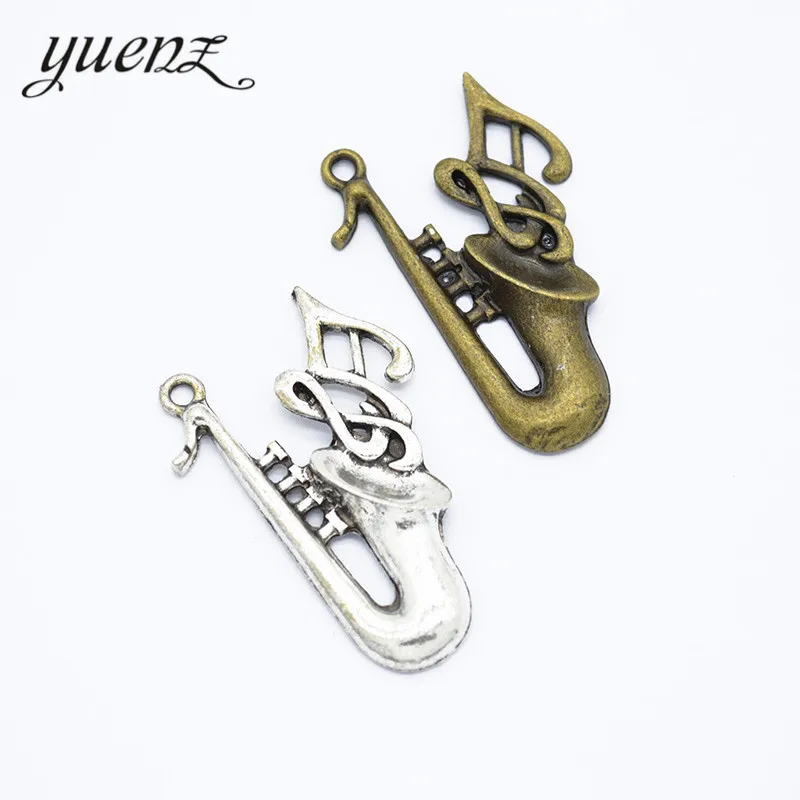 YuenZ 4pcs 2 colour Antique silver Plated Charms Saxophone Pendants for Jewelry Making DIY Handmad 39*27mm P124