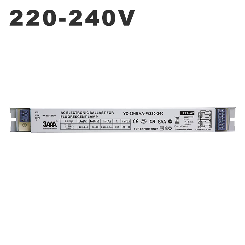 

220-240V YZ-254EAA-p 2*54W T5 Electronic Ballasts 58W*2 T8 Rectifier For T8 58W HO Tube Fluorescent Light T5 54W Aquarium Lamp