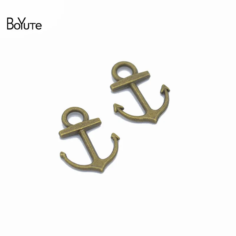 BoYuTe (100 Pieces/Lot) 6 Colors 18*14MM Metal Alloy Sea Anchor Pendant Charms Diy Jewelry Accessories