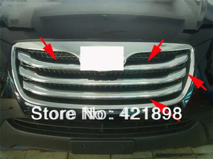 For Hyundai Santa fe 2010 2011 2012 ABS Chrome Front Grille Trim Car Accessories Stickers