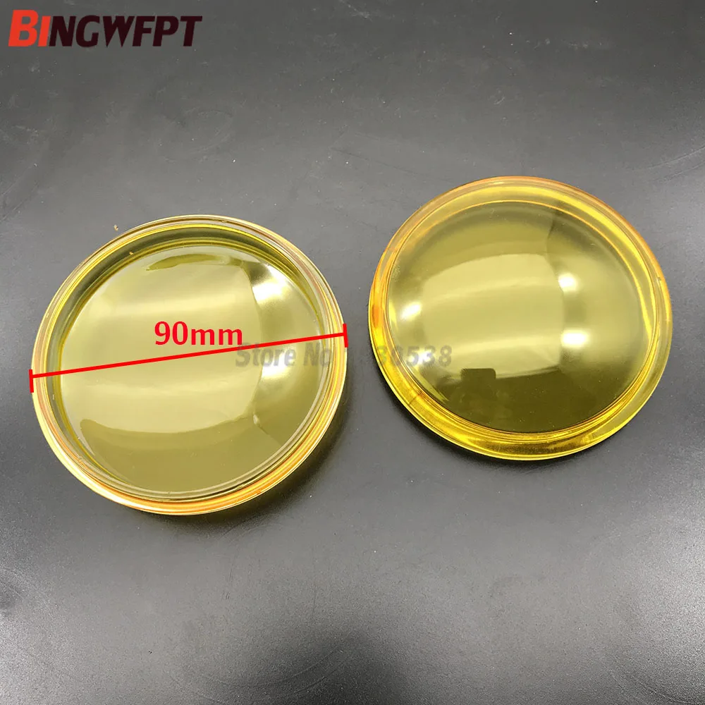 2pcs/lot Round Diameter 90mm Fog Light yellow Anti-fog Glass Tempered Glass For Mitsubishi L200 Outlander Pajero Colt Triton ASX