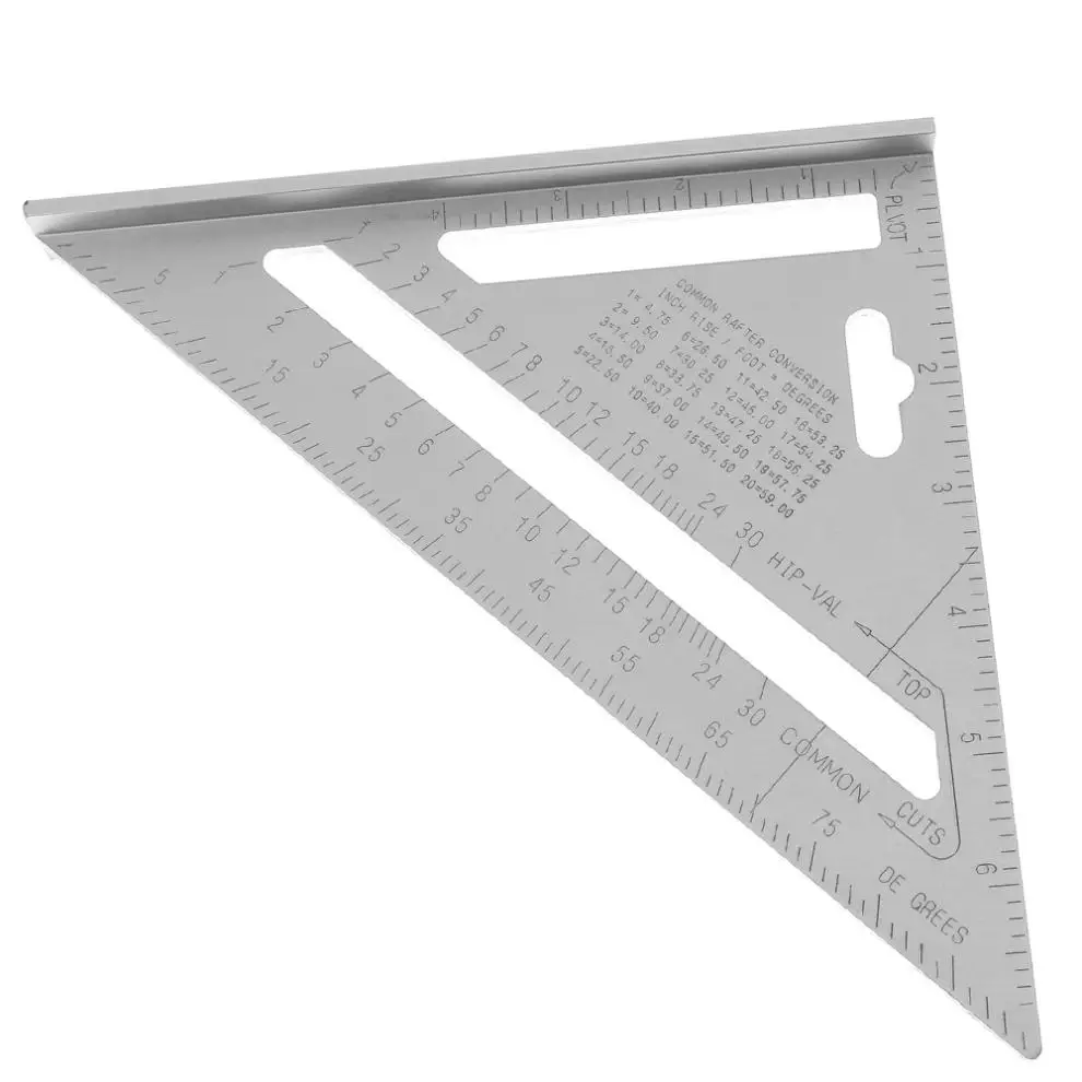 7 Inch Silver Aluminium Alloy Triangle Angle Protractor with 0.1 Accuracy and 1 Scale Value for Industrial Measurement