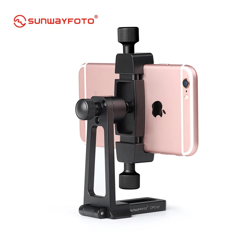 SUNWAYFOTO CPC-01 Cell Phone Clamp Tridpod Stand Smartphone Clamp Adapter with  Arca Swiss Plate