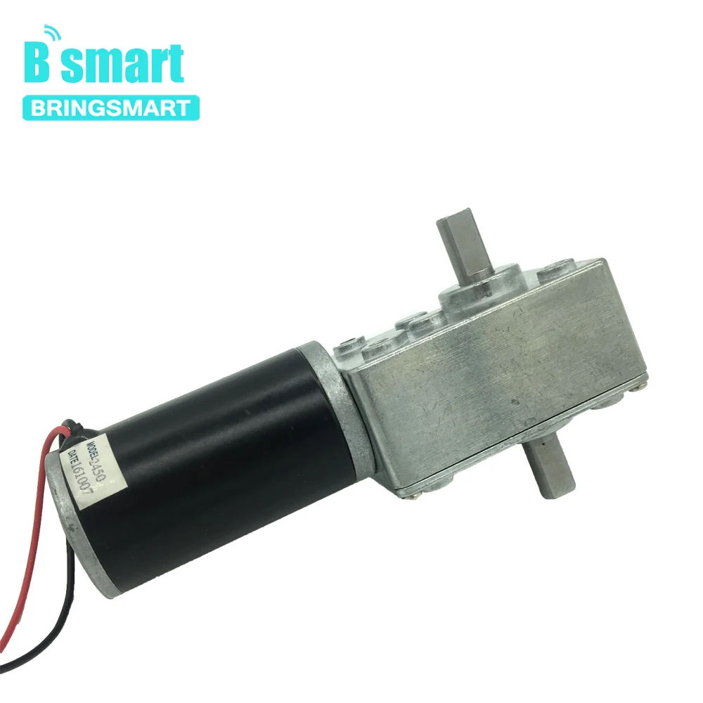 Bringsmart 12V Double Shaft DC Motor Worm Gear High Torque 5-470RPM 24 Volt Motor D Shaft Worm Reducer Reversible Customized