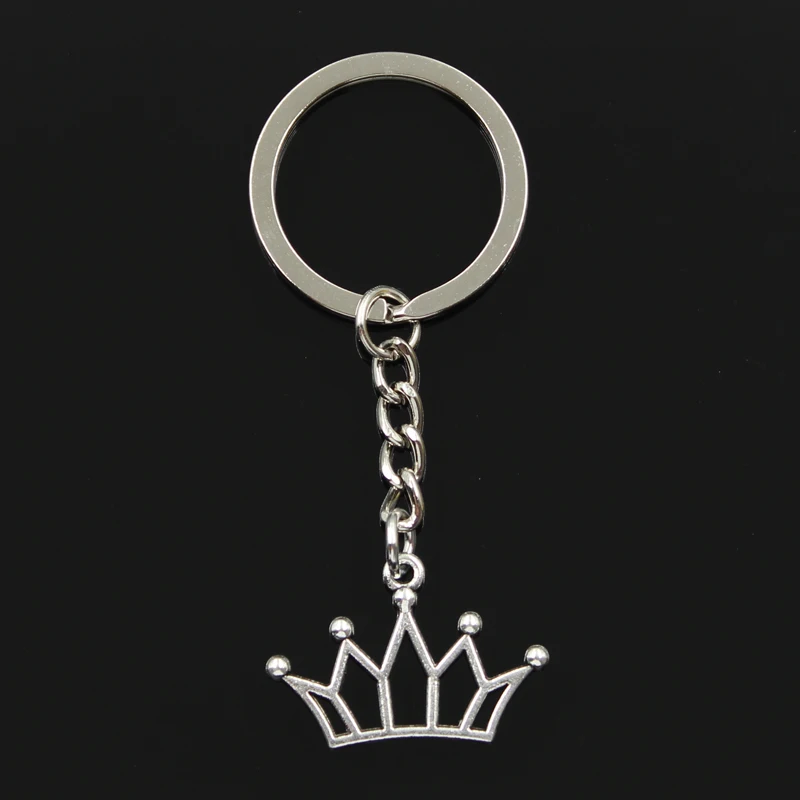 Fashion 30mm Key Ring Metal Key Chain Keychain Jewelry Antique Bronze Silver Color Plated Hollow Crown 20x30mm Pendant