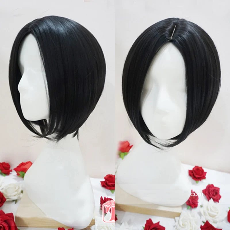 

NANA Oosaki Nana Black Short Straight Central Parting Hairstyles Heat Resistant Hair Cosplay Costume Wig + Free Wig Cap