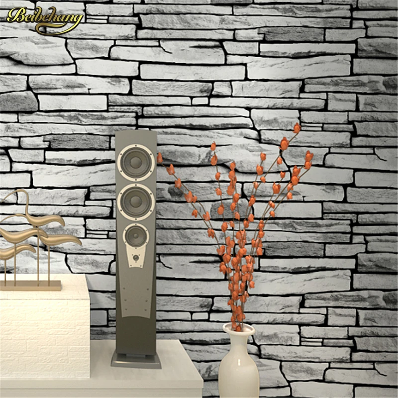 

beibehang Antique Chinese retro 3d stereo culture stone wallpaper stone pattern brick wallpapers living room restaurant tea bar