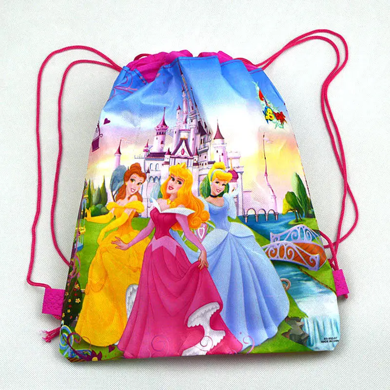 10/20/30/40 Disney Cars Princess Sofia Frozen Moana Snow White Minnie Mickey Non-woven Fabrics Shopping Bag Drawstring Backpack