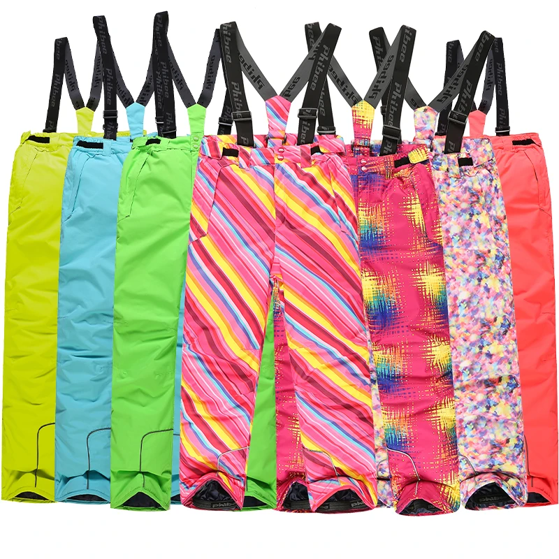 เครื่องตรวจจับสาวฤดูหนาวสกีกางเกง Windproof โดยรวมกางเกง Tracksuits สำหรับเด็กกันน้ำเด็กอุ่นเด็กหิมะสกีกางเกง