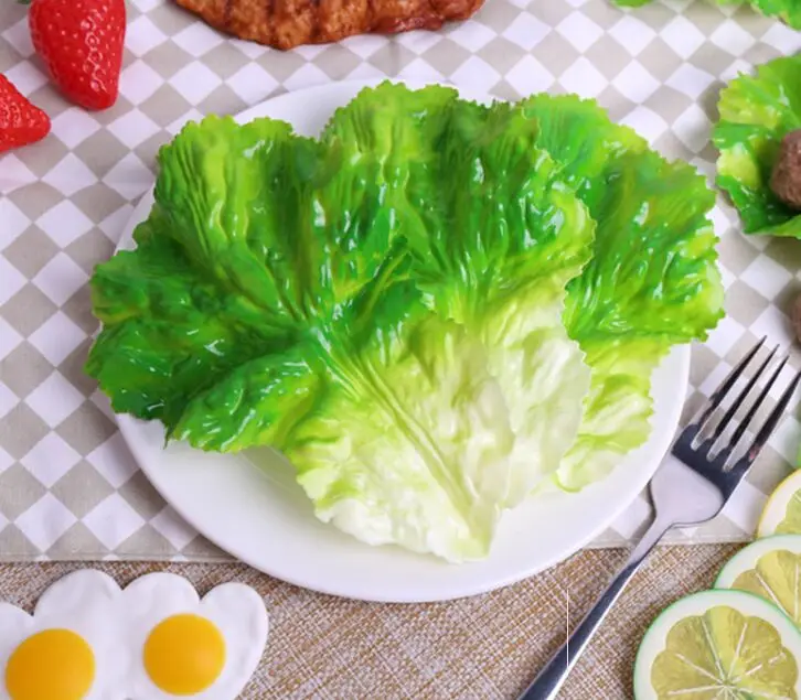 3Pcs/lot Simulation lettuce leaf model plastic fake leaf fruit and vegetable food food dish with vegetable leaf props shooting