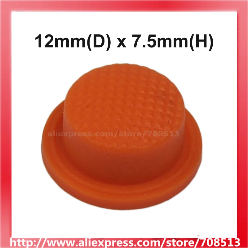 12mm(D) x 7.5mm(H) Silicone Tailcaps - Orange (10 pcs)