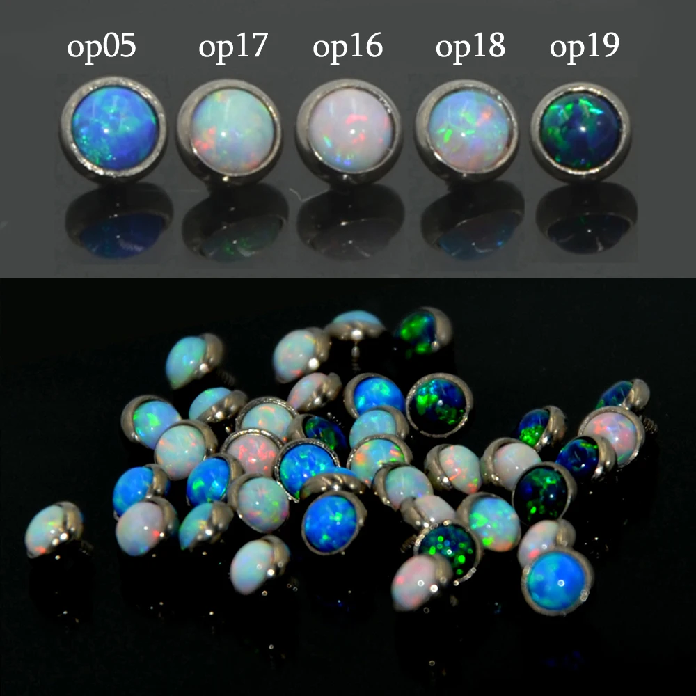 1 Piece 100% Titanium Micro Dermal Anchor Internally Thread Opals Zircon CZ Gem Top Piercing Skin Diver Base Body Jewelry 16G