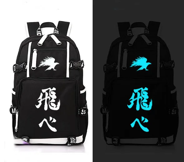 Anime karasuno Cosplay Backpack Hinata Syouyou Canvas Bag Luminous Schoolbag Travel Bags