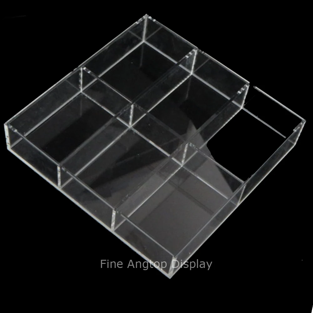 Clear Small Acrylic Tray for Decorative Display Countertop Jewelry Beads Organizer Tray With 6 Dividers