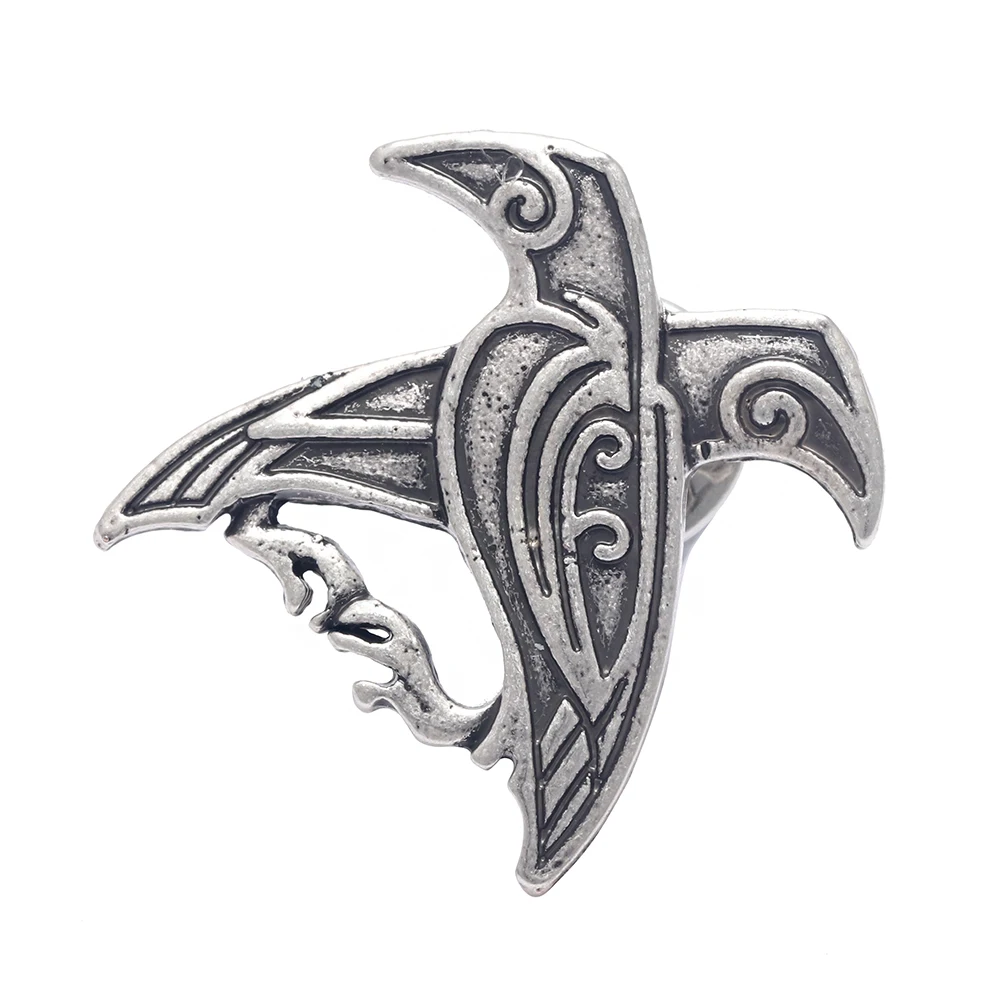 Norse Viking Odin\'s Ravens Pendant Brooch Pin Viking Nordic Talisman Lucky Jewelry