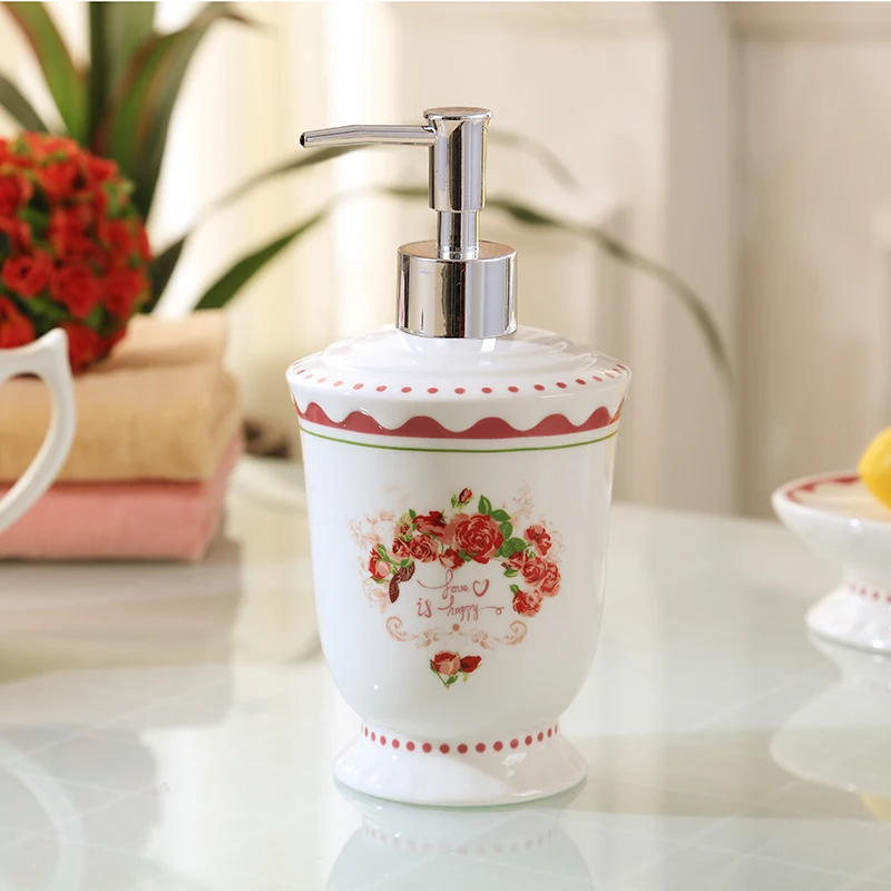 European Garden five piece bathroom ceramic bathroom toiletries Mug Cup Set bathroom brushing teeth