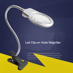 Lente d'ingrandimento per lampada a tubo flessibile a Clip a Led, tavolo da scrivania lente d'ingrandimento illuminata di terza mano per lettura, riparazione di orologi, artigianato, binoculare