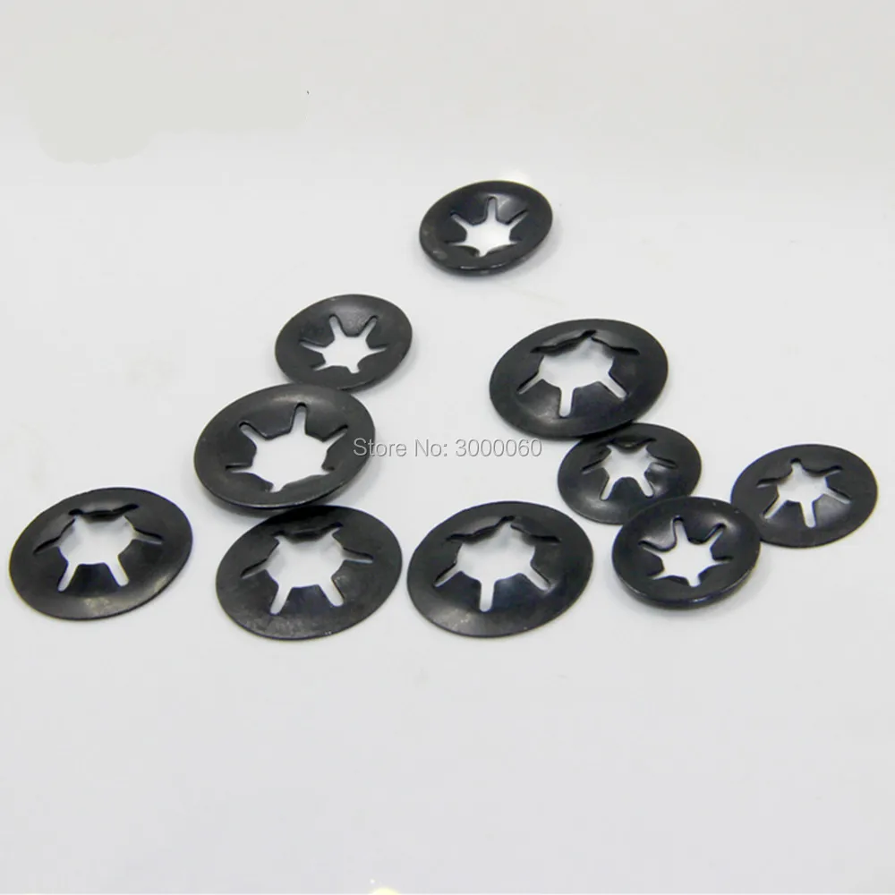 M3 M4 M5 M6 M8 M10 M12 Black Oxide Mn65 Steel Star Lock Push On Fixes Clip Starlock Washer For Shaft 1000pcs/Lot