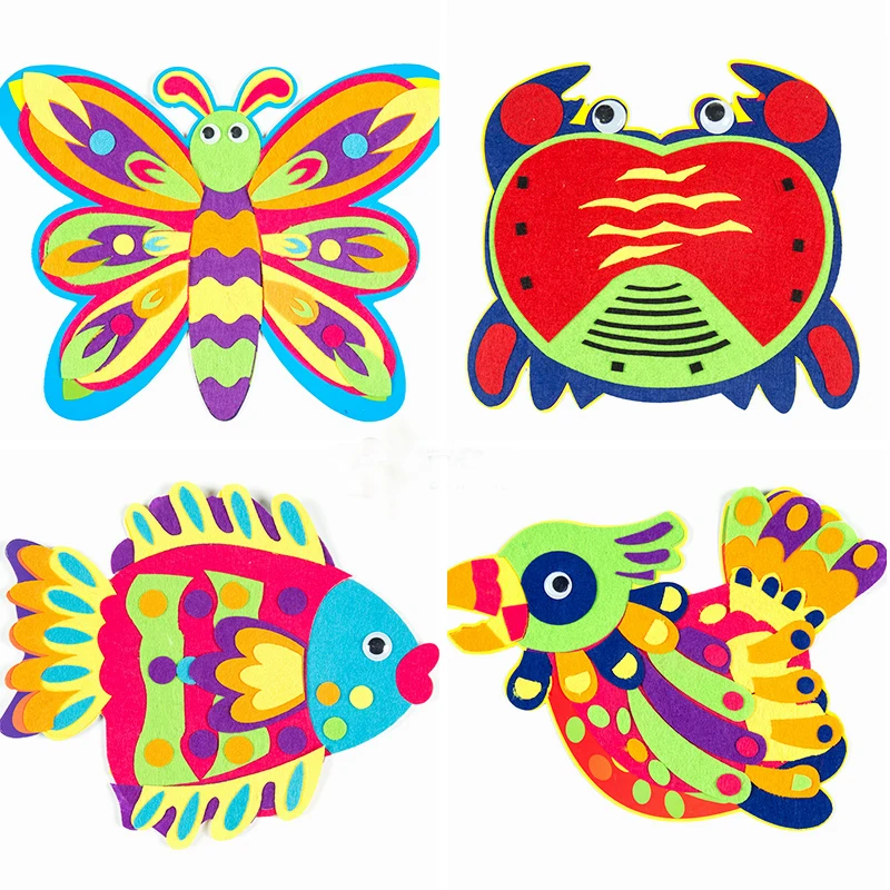 

ZYOKRA 4 дизайна красочные животные головоломки наклейки фетр ранний кожаный кольцо фетровая ткань детские нетканые украшения ручной работы DIY фетр