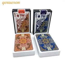 2Pcs/Lot Bridge Pattern Poker Set Card Baccarat Texas Hold'em Plastic Playing Cards Waterproof Board Game 2.28*3.46inch qenueson