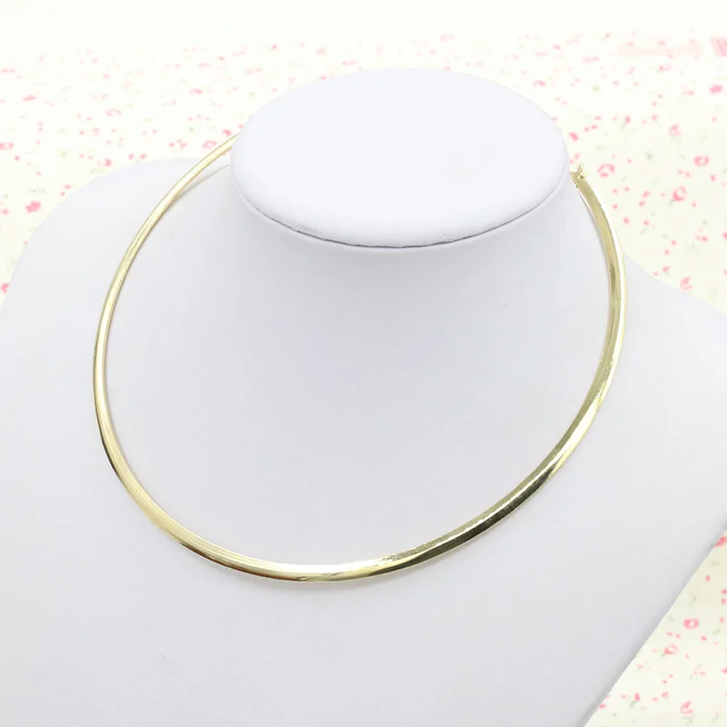 Simple Golden Silver Plated Metallic Round Choker Short Golden Chain Linked Punk Style Women Necklace