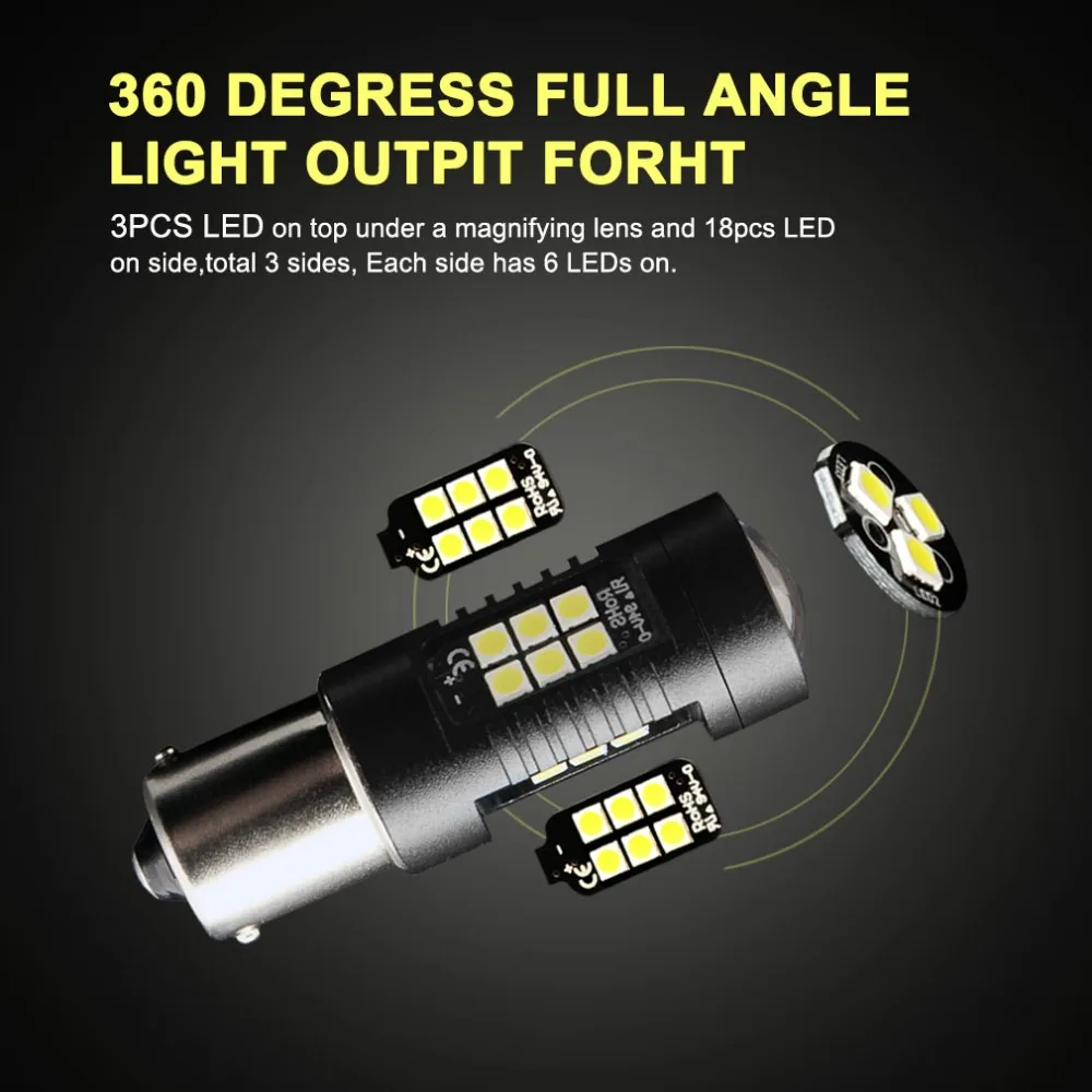 2PCS P21W R5W Led Bulbs 1156 BA15S 21 3030SMD Led Signal Light Canbus 12V 1200LM Turn Light for Car Reverse Lamp Auto Light Bulb
