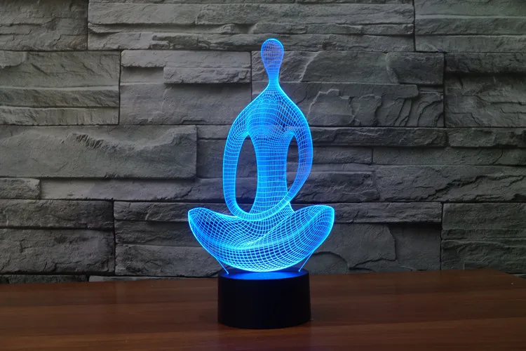 3d meditation mood Lamp Night Light Yoga 3D LED NightLight Acrylic Colorful Gradient bedside luminarias Atmosphere bedroom Lamp