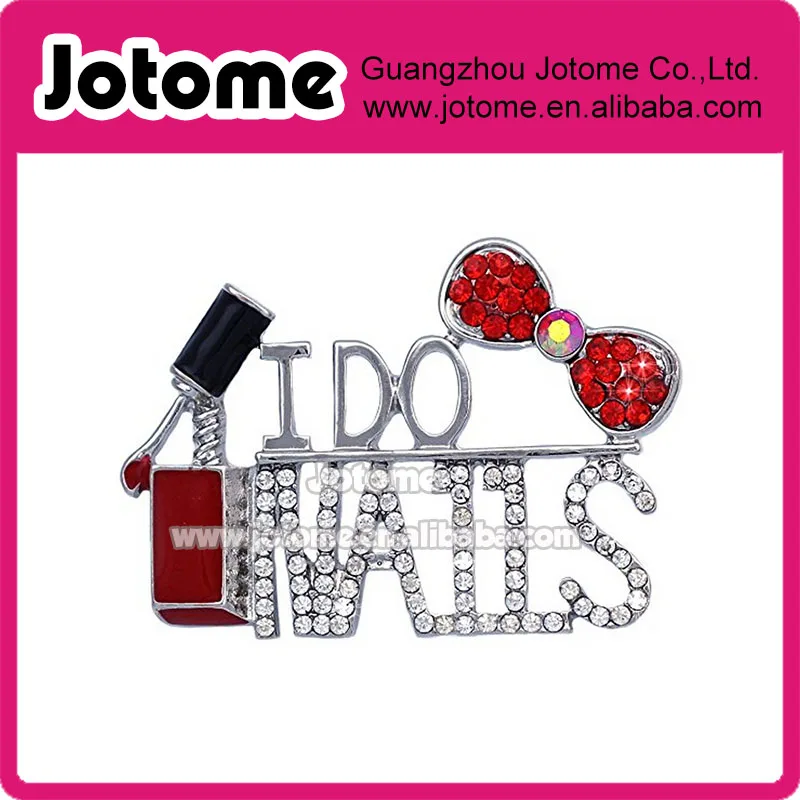 

1.75 Inch Wide 1.25 Inch High I DO NAILS Word Nail Polish Manicurist Brooch Pin / Nail Salon Jewelry