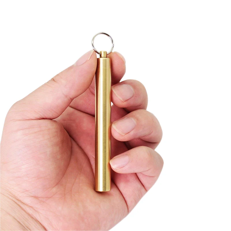 Brass Airtight Watertight Storage Container Dry Box Seal Bottle Case Capsule Pill Fob Emergency Medicine Match Toothpick Holder