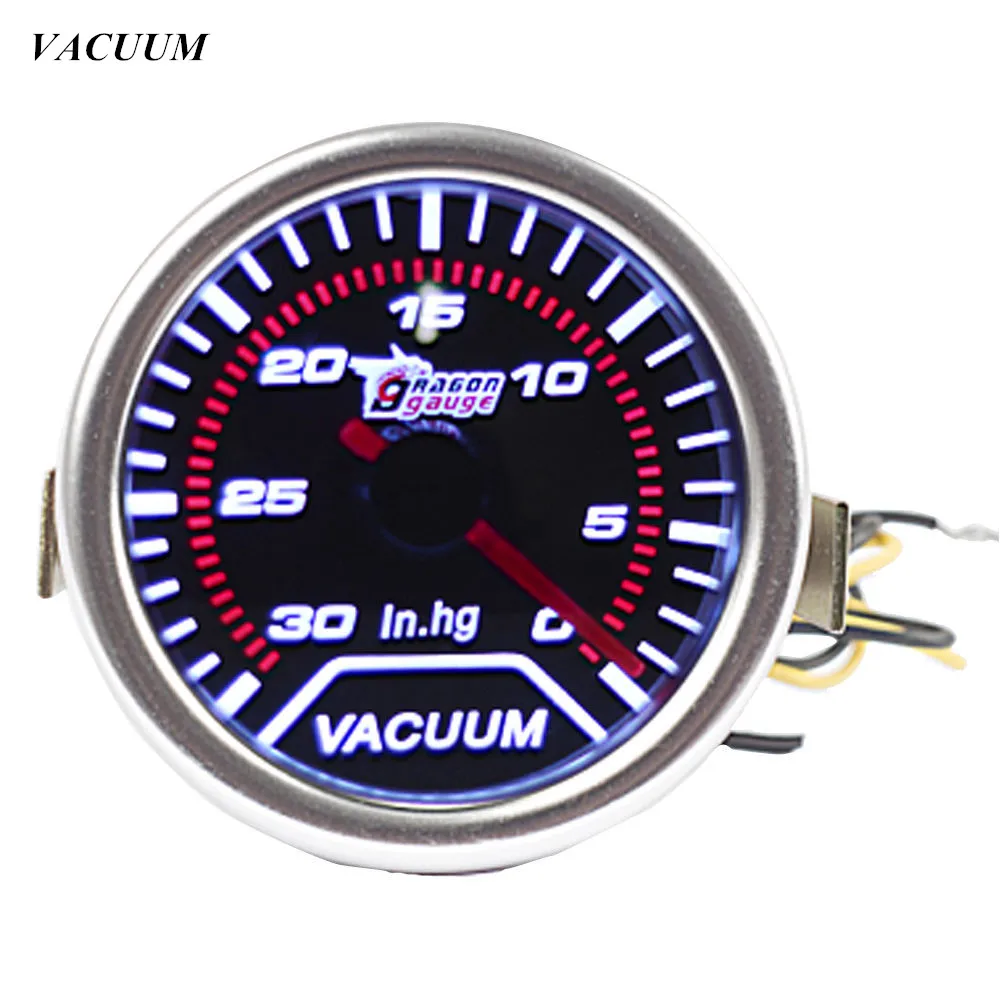 

EE support Universal Car Accessories Automobile Clock White Shell Pointer 2" 52mm Smoke Len LED Vacuum Gauge Meter In.Hg