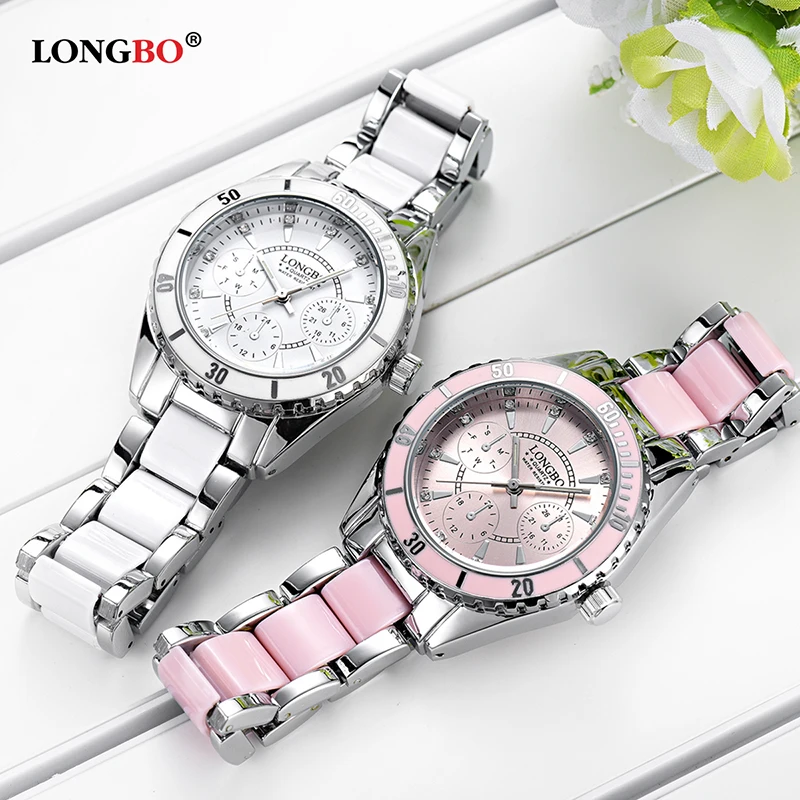 2018 Fashion LONGBO Brand Watch Women Luxury Ceramic And Alloy Bracelet Analog Wristwatch Relogio Feminino Montre Relogio Clocks