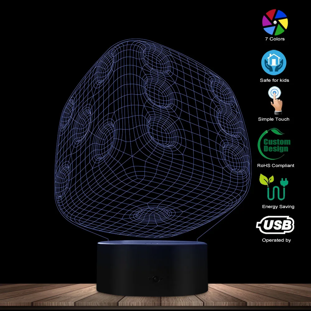 Dice Shape LED Night Light Home Decor Atmosphere LED Color Change Lamp Colorful Gradient 3D Optical illusion Table Visual Lamp