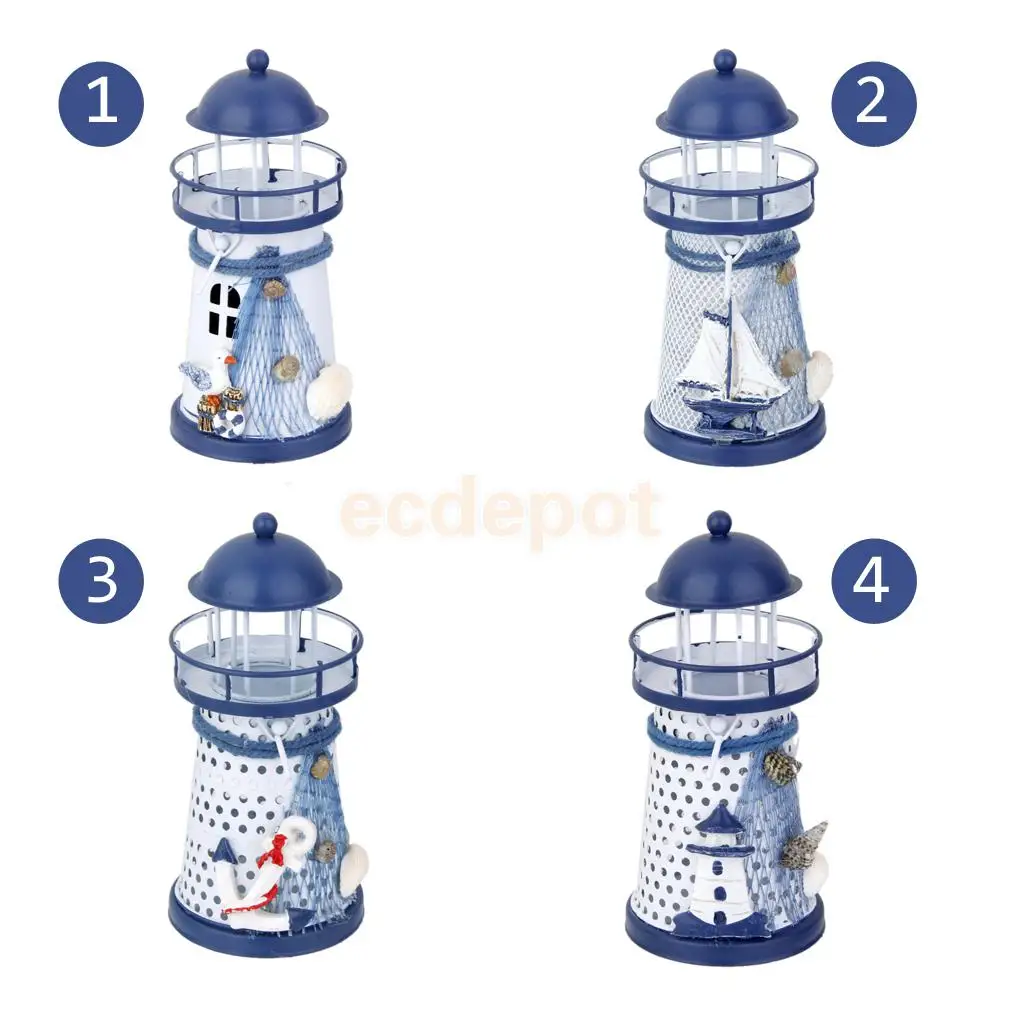 13.5cm Lighthouse Iron Model Candle Holder Nautical Home Sea Gull Decor Gift 4 Kinds