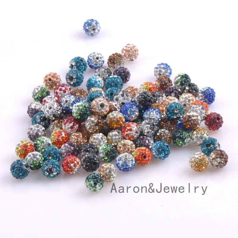 10mm Gradient Color Clay Paved Crystal Disco Rhinestone Ball Shape Beads for Diy Bracelet Jewelry Making 50pcs/lot S0010-S