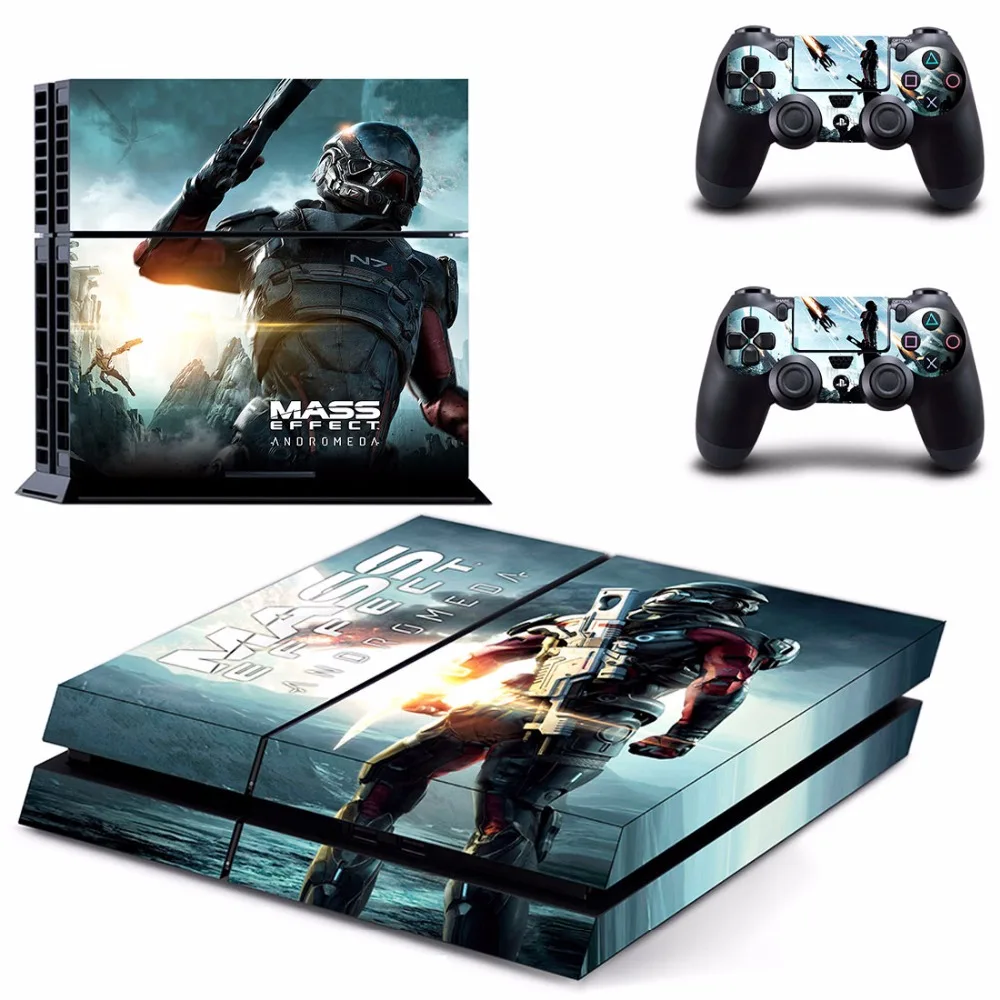 Stiker Tempel Kulit Efek Massa Game Andromeda PS4 untuk Konsol Sony PlayStation 4 dan 2 Pengendali Stiker Vinil Kulit PS4