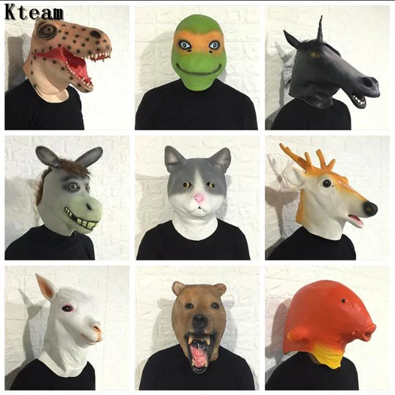 Hot Animal Mask Full Face Cosplay Mask Masquerade Fancy Dress Carnival Bear Fish Dinosaur Unicorn Donkey Mask Halloween Costume