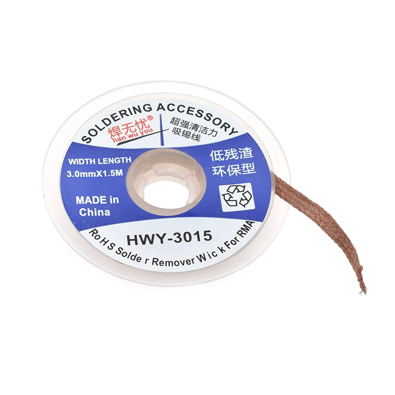 DIY 1.5mm 2mm 2.5mm 3mm 3.5mm 1.5M długość taśma rozlutownicza lutowanie spawanie Remover knot drut ołowiany przewód Flux naprawa BGA narzędzie — zdjęcie 5