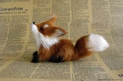 13x6x8cm head up yellow fox model,polyethylene&furs handicraft Figurines home decoration gift a2541