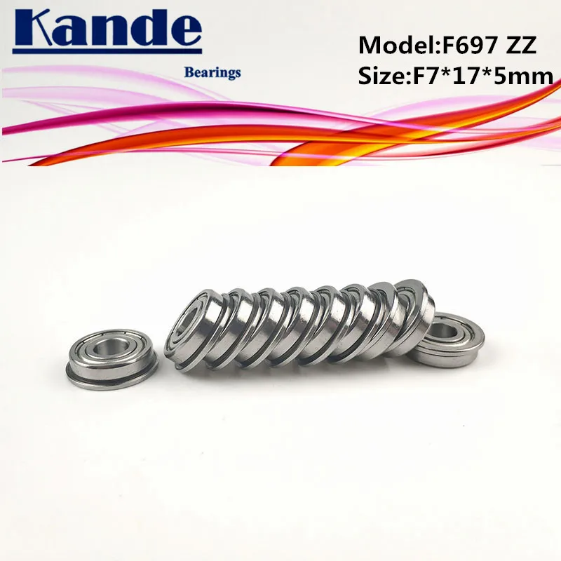 Kande Bearings F697ZZ 10pcs ABEC-1 F697 ZZ  F697-2Z Miniature Deep Groove Ball Bearing F7*17*5mm 697 F697