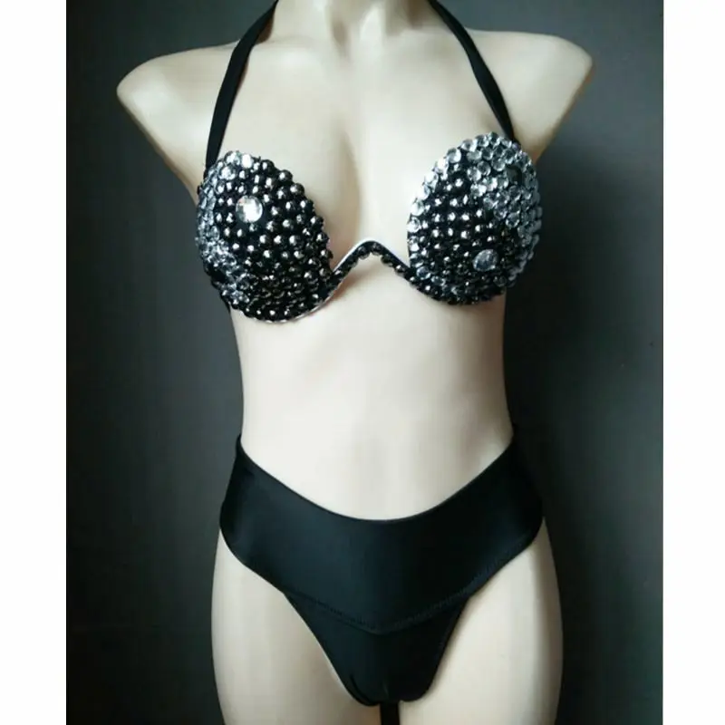 2018 venus vacation black and white diamond bikini set sexy swimwear rhinestone bathing suit beachwear women biquini swimsuit