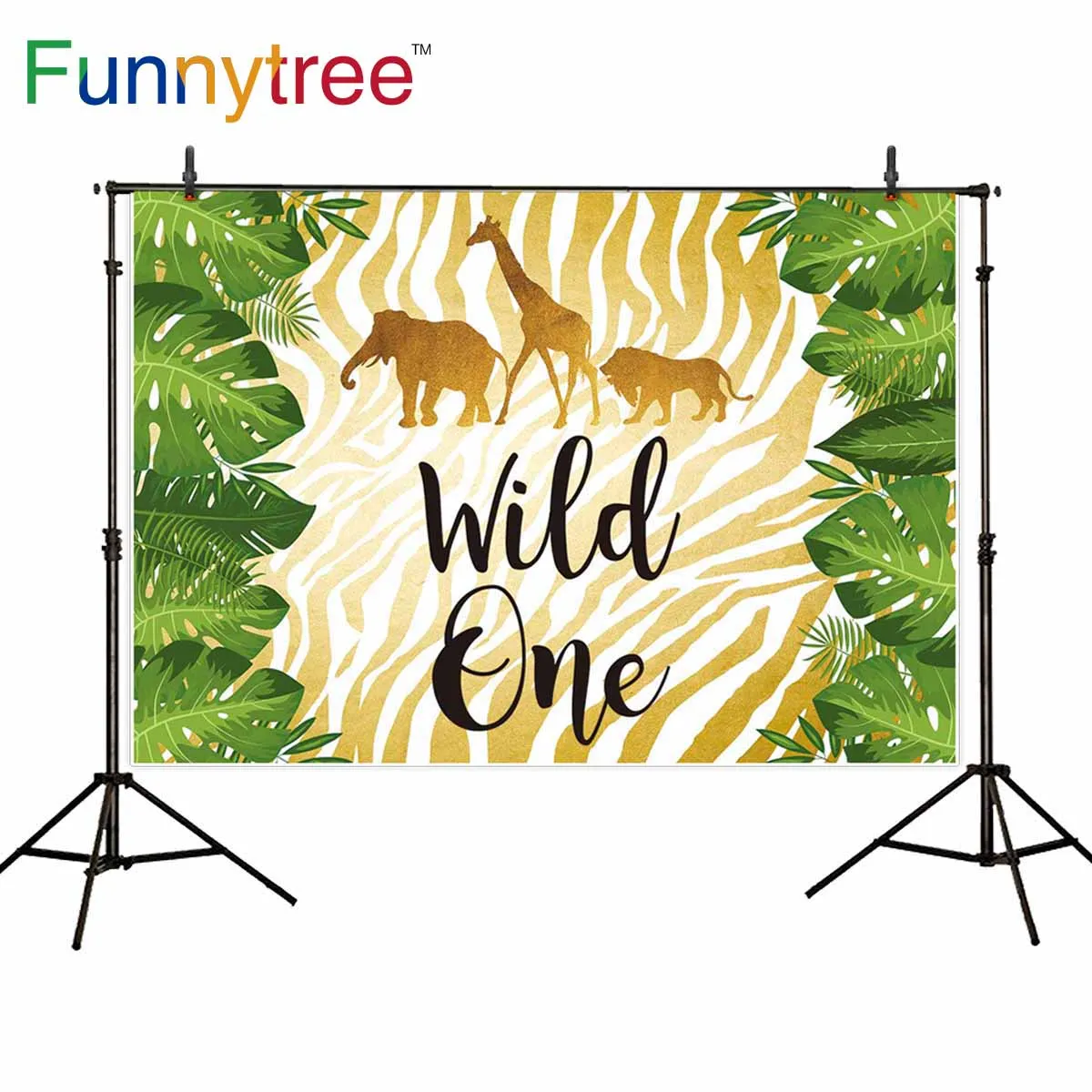 Фоны funnytree для фотостудии с животным узором wild one для вечеринки в стиле сафари фон с листьями фотобудка для фотосессии реквизит