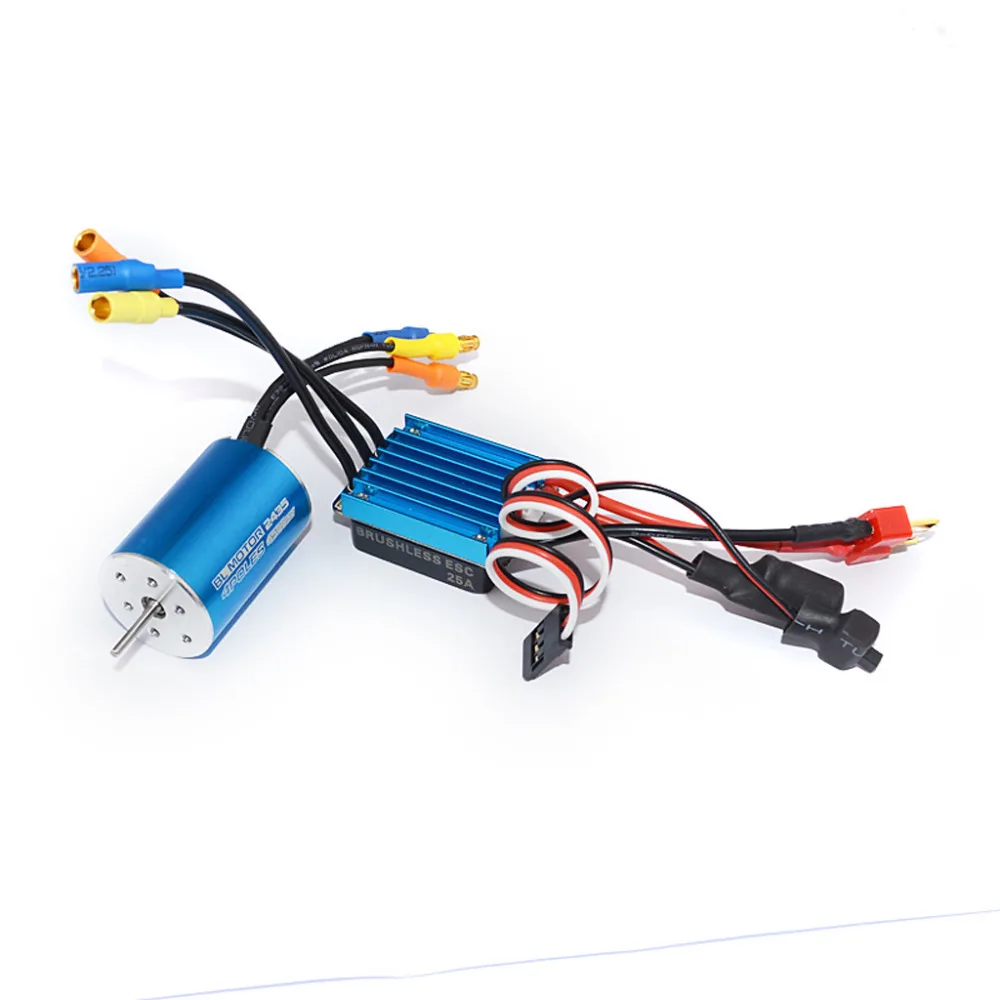 RC 2435 KV4800 / 4500 / 3300 4P Sensorless Brushless Motor with 25A Brushless ESC for 1/16 1/18 RC Car Off Road Truck