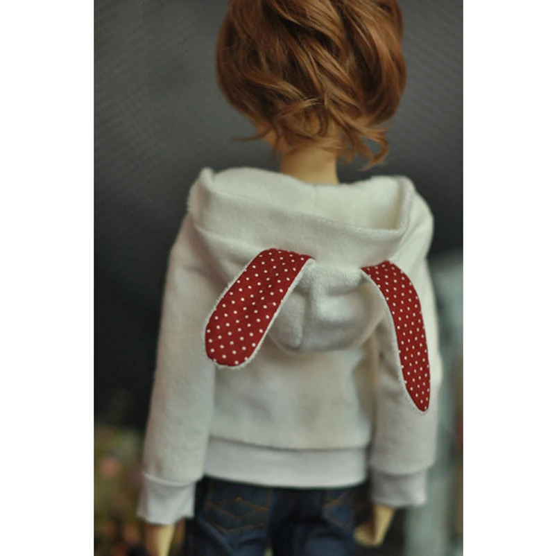 

BJD White Coat Rabbit Ear Clothing For 1/6 1/4 Tall Girl BOY YOSD MS D DK DZ AOD DD Doll Wear
