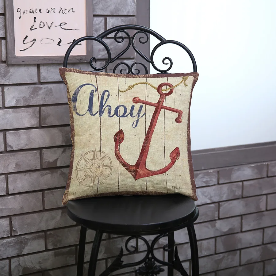 Marine Ocean Style Anchor Patterns Square Cushion Cover Red Sea Crab Lobster 18