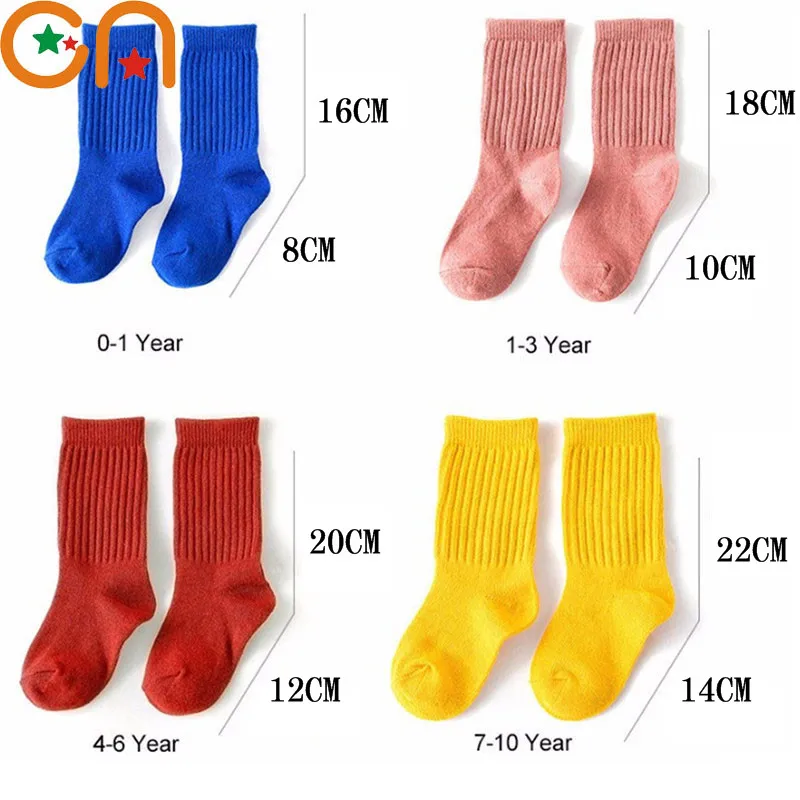 3 Pairs Children Socks Cotton Boys Girls Baby Student Fashion Solid Cute Warm Soft For 1-10 Years Kids Socks New Year Gift