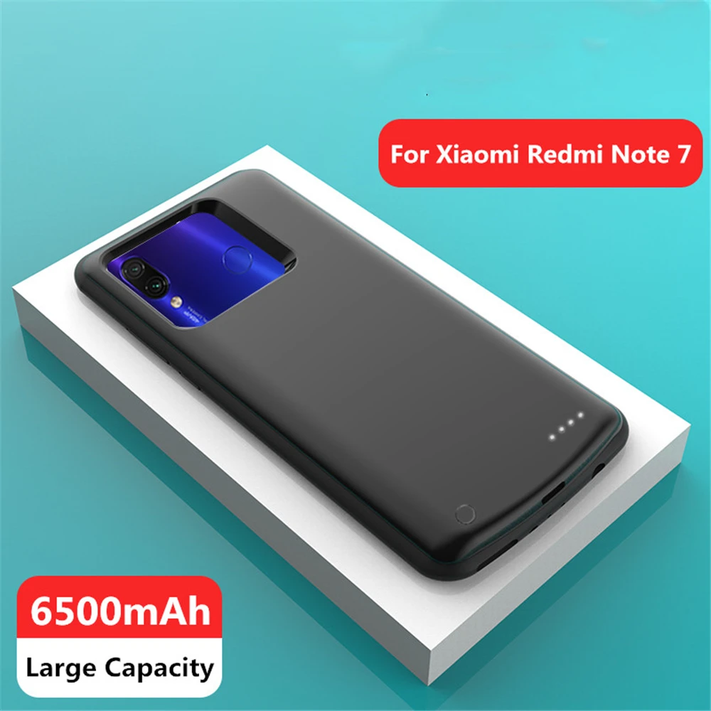 6500mAh For Xiaomi Redmi Note 7 Pro External Battery Cases Portable Charger Power Bank Cover For Redmi Note 7 Charging Case