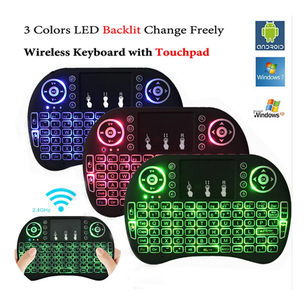 Original Backlight i8 English Russian 2.4GHz Wireless Keyboard Air Mouse Touchpad Handheld Backlit for Android TV BOX Mini PC