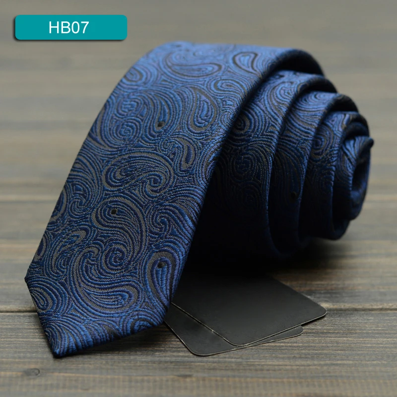 Cravates de Haute Qualité pour Homme, de Marque, de 5cm, pour Affaires Formelles, Slim, pour la raq, Bleu Marine, Classique, Paisley GravMiaught HB07