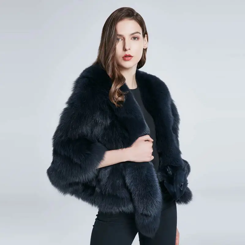 Fox fur vest natural leather grass jacket female autumn and winter coat real fur coat fox tail fur collar fashion design warm