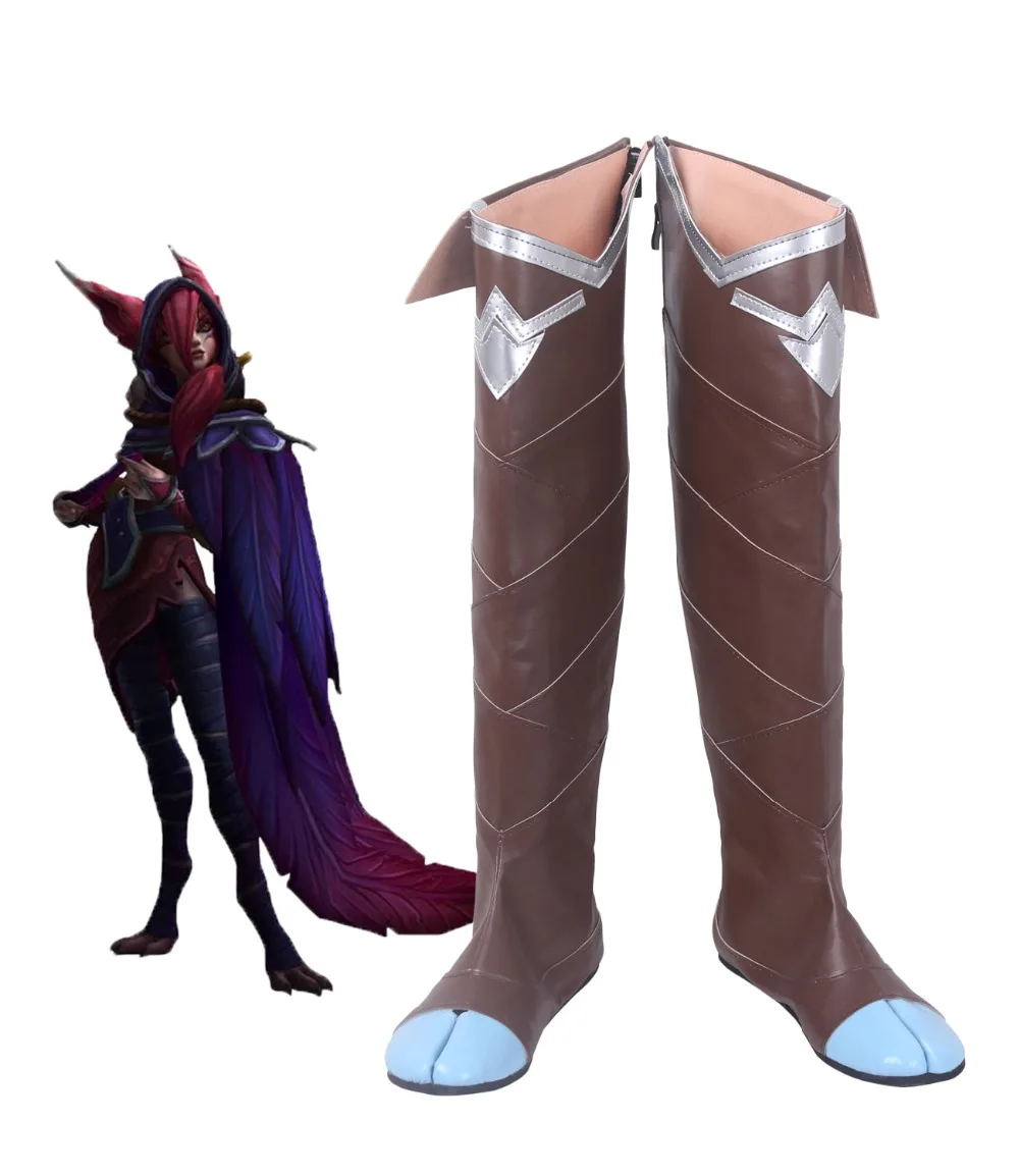 

Xayah The Rebel Cosplay Long Boots LOL Cosplay Brown Shoes Custom Made LOL Cosplay